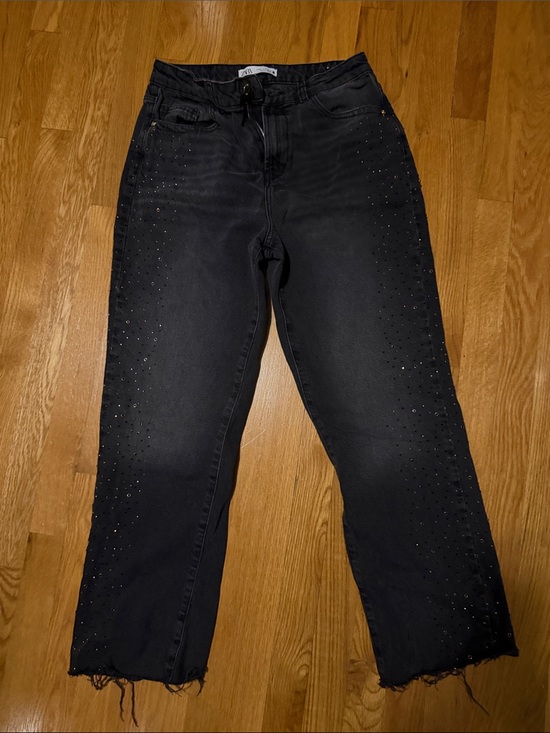 Zara Denim - Zara Black Straight-Leg Jeans with Stud Embellishments